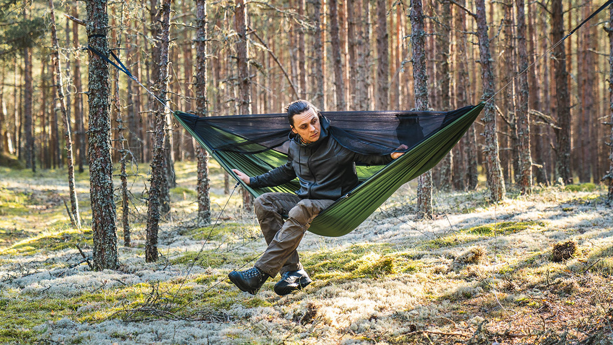 LESOVIK zestaw hamakowy PRO - profesjonalny zestaw hamakowy (hamak z moskitierą + otul + hamak sprzętowy + tarp)